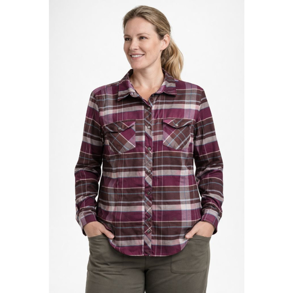 KÜHL Tops - KÜHL Kamila Plaid Button Up Shirt Women’s Large Burgundy Brown Long Sleeve